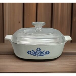 Corning Ware Blue Cornflower 1 Qt Casserole W/Pyrex Lid   Pyroceram